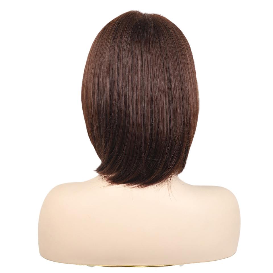 Women's Short Straight Bob Synthetic Wig with Side-Swept Bangs