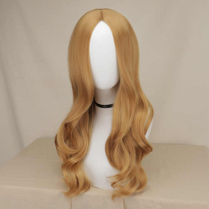Women's synthetic heat-resistant fiber long light brown medium curly wig