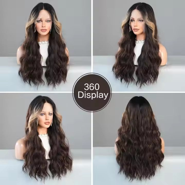 Wigs Long Wavy Synthetic Wigs Middle Part Lace Wigs Women 26 Inch Highlighted Blonde Natural Look